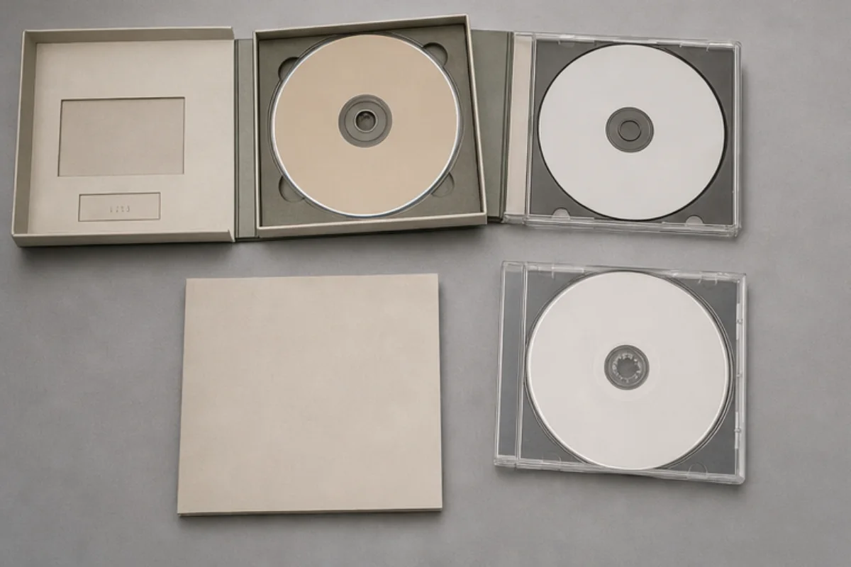 Anonym specialutgåva på CD med bonusdisc och häfte bredvid en standard-CD.